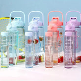 Motivational Water Bottle with Time Markers & Straw