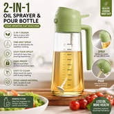 2-in-1 Smart Oil Sprayer & Pour Bottle | Precision Cooking Dispenser ⭐